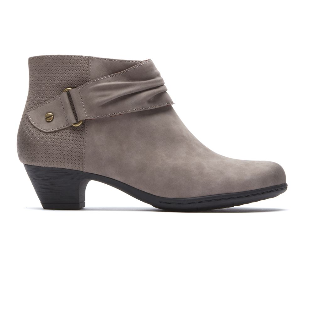 Rockport Women's Brynn Rouched Ankle Boots - Grey - USA (5267CZLAS)